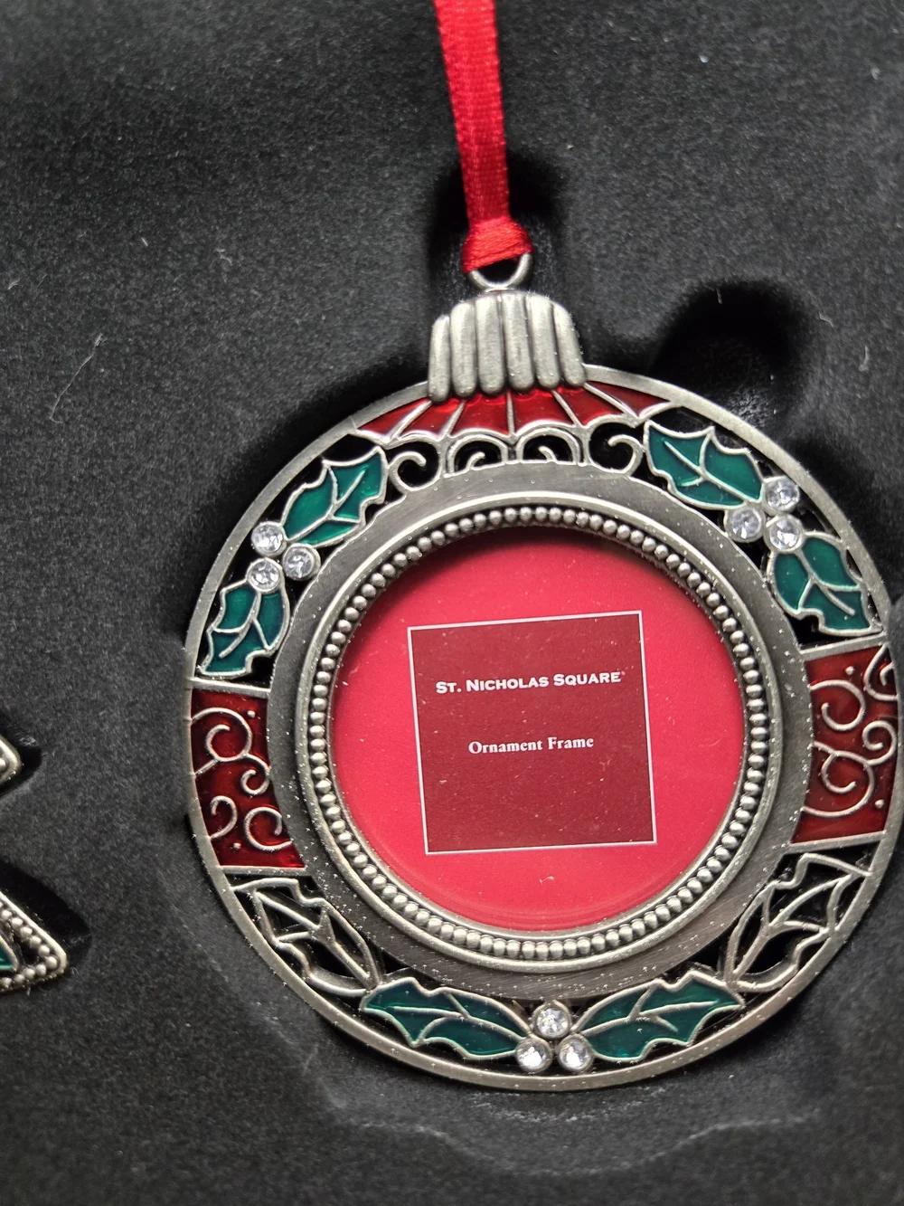 St. Nicholas Square Red Green Silver Holiday Ornament Frame Trio